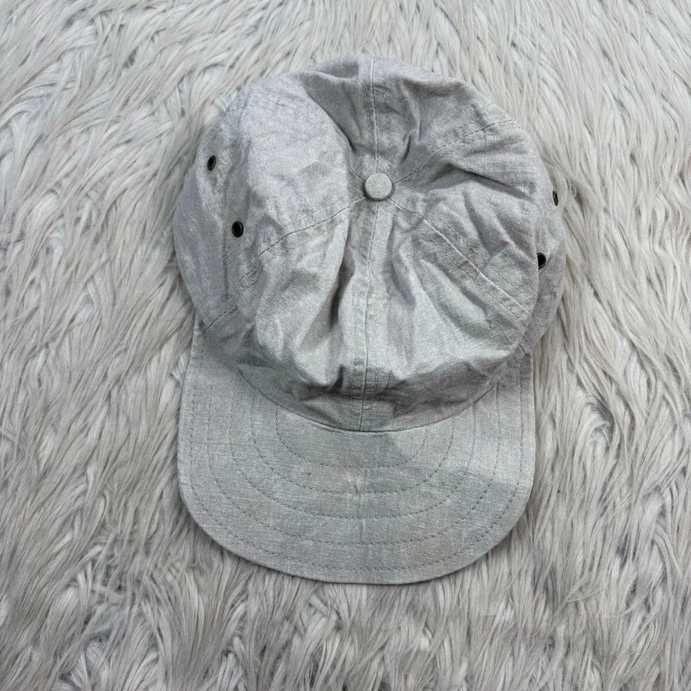Vintage J.Crew Oarsman Men's L Beige Linen Unstructured Baseball Hat Union Made